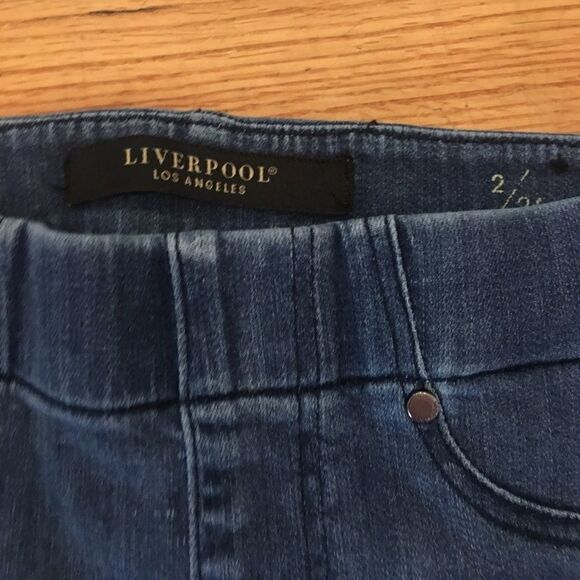 Liverpool size 2 jeggings cropped blue capri cuffed jeans - Picture 4 of 5